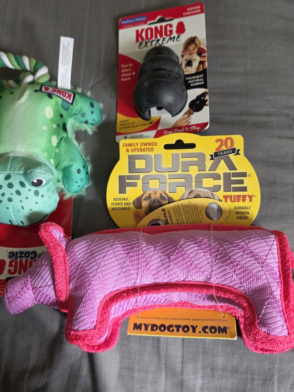 3 Pack Of Strong Dog Toys Frog, Pig And Kong Toy